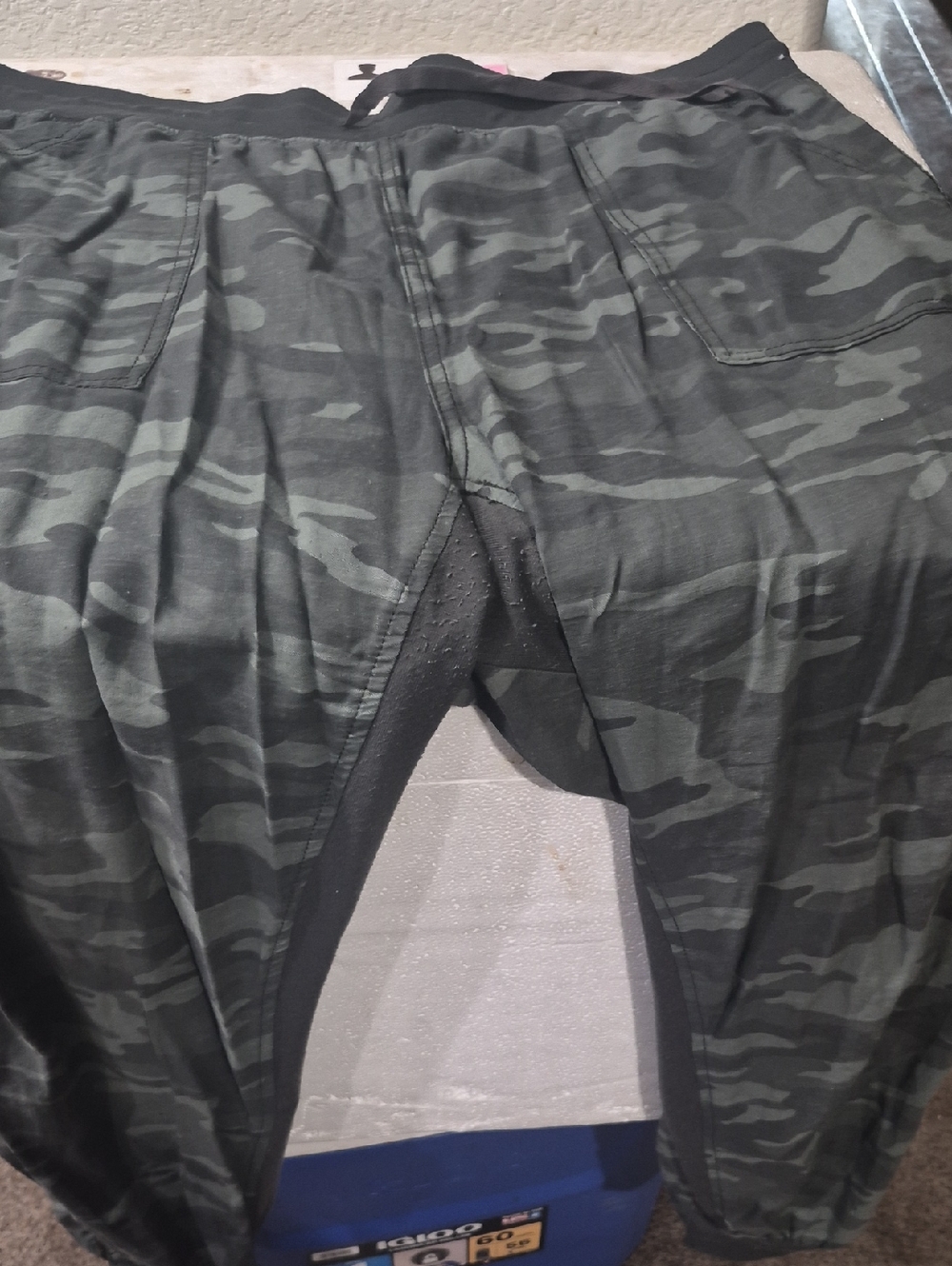 Seven7 Olive Green and Black Casual Pants with Elastic Waist